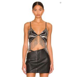 NBD Torvi Top in Black L Sequins Beaded Fringe from Revolve